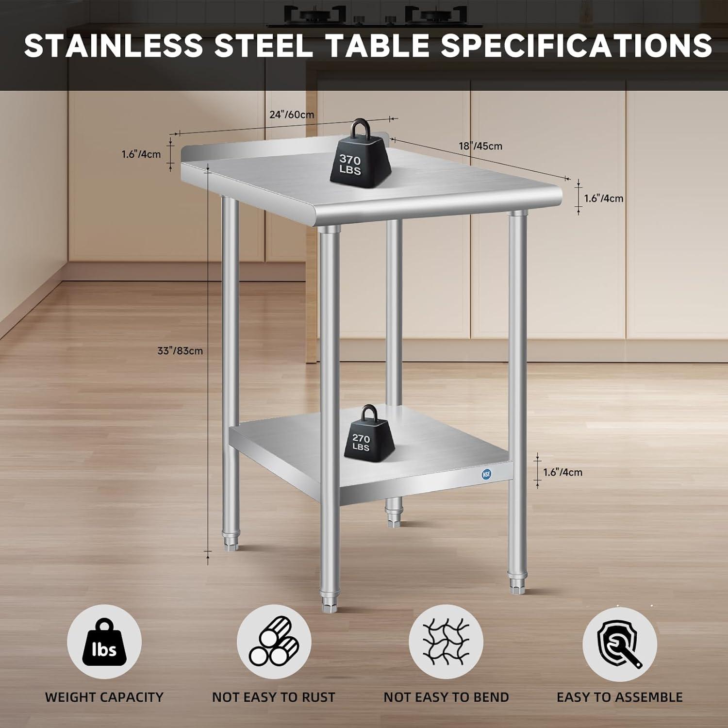 GRIDMANN NSF Stainless Steel Commercial Prep Table By GRIDMANN