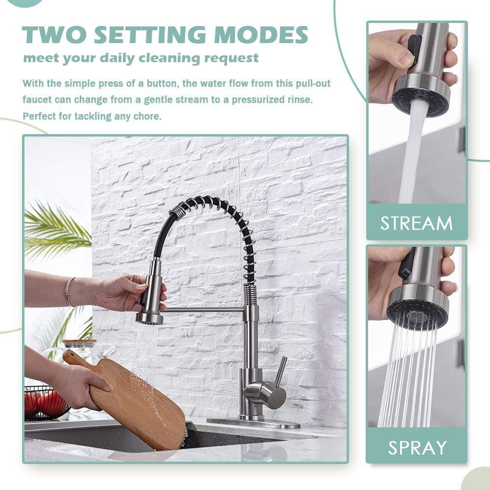 Kitchen Faucets Single Handle With Pull-Down Spout For Farmhouse RV Bar With 3 Hole Deck