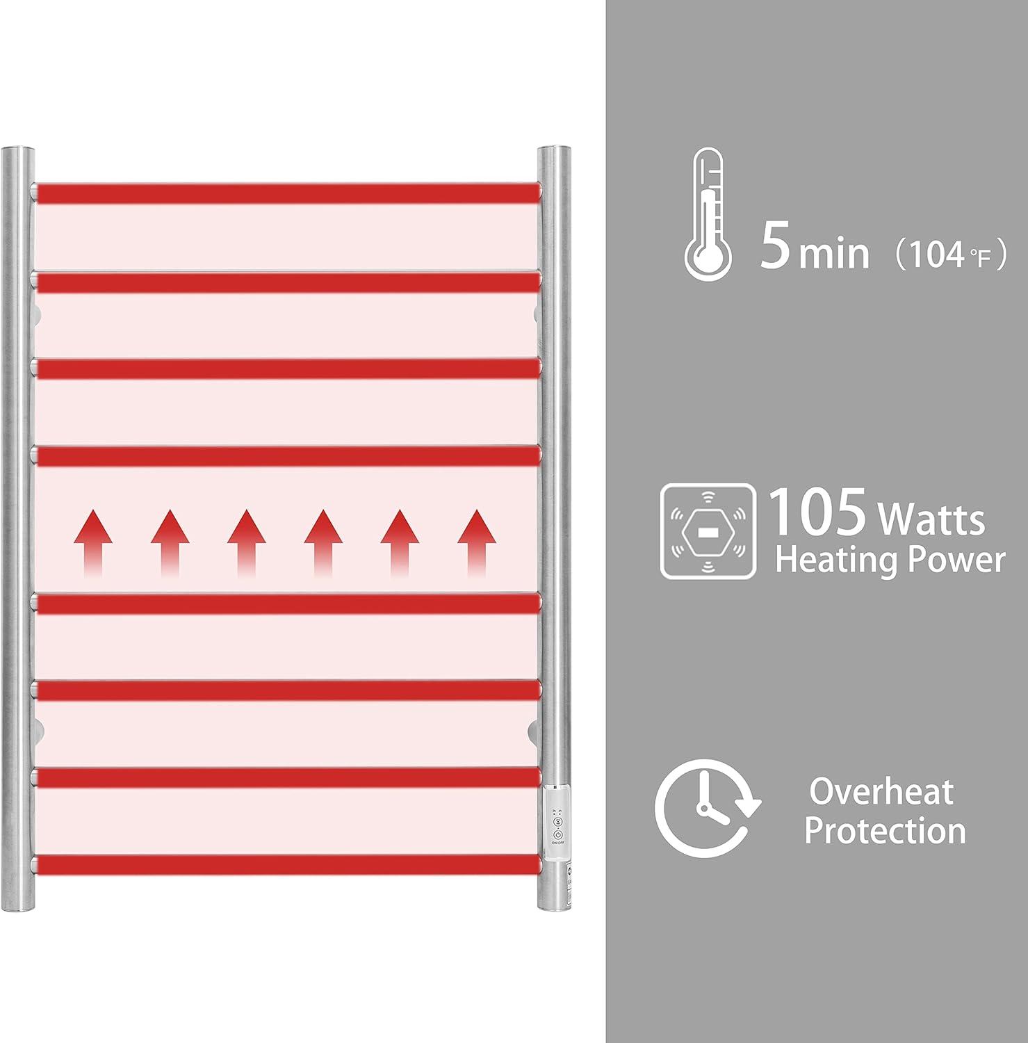 Brushed Nickel Wall Mounted Stainless Steel Electric Towel Warmer