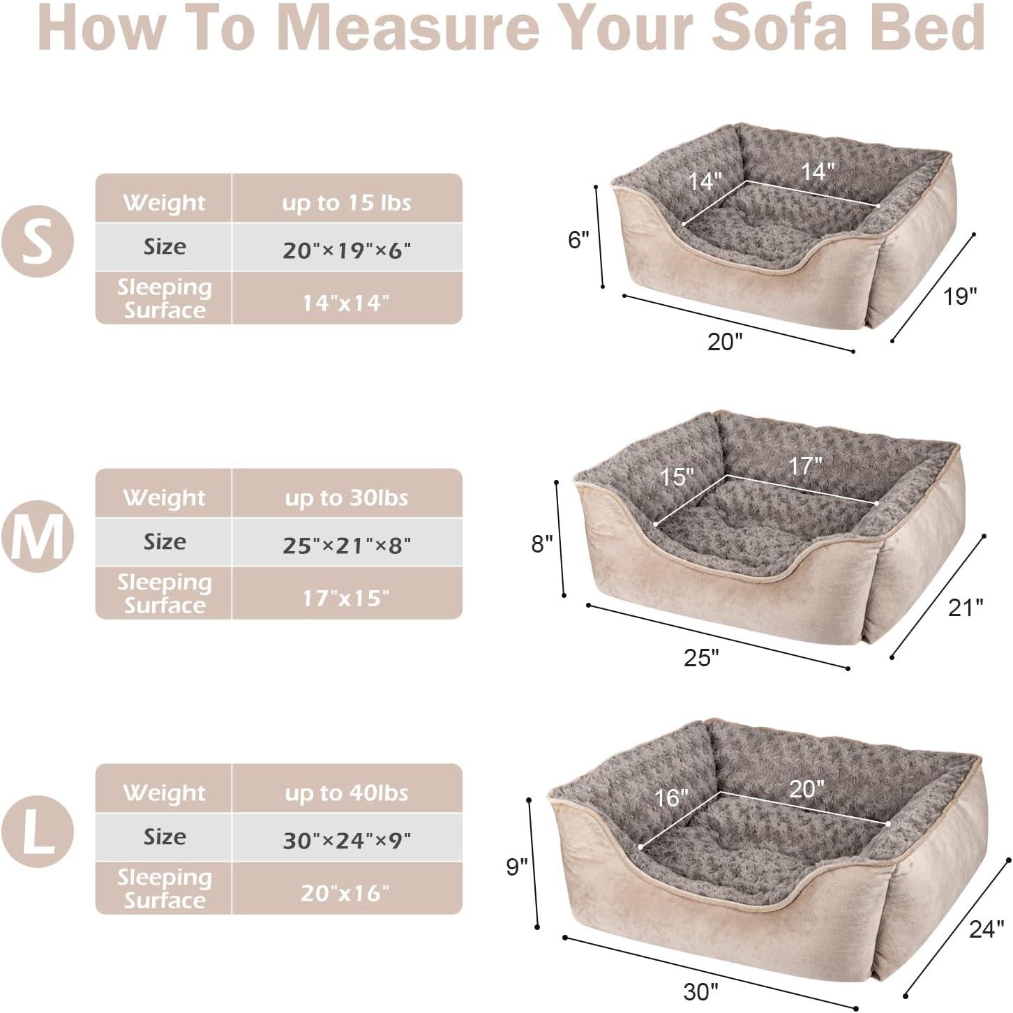 JOEJOY Rectangle Dog Bed for Large Medium Small Dogs - Washable Orthopedic Sofa Bed, Soft Breathable Puppy & Pet Cuddler, Durable Calming Dog Bed with Anti-Slip Bottom, Multiple Sizes, Beige