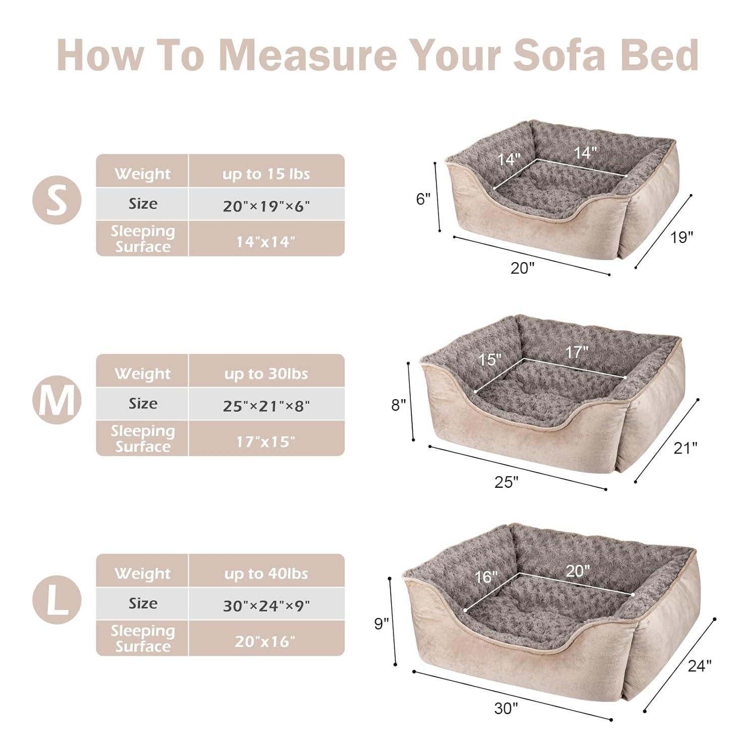 JOEJOY Rectangle Dog Bed for Large Medium Small Dogs - Washable Orthopedic Sofa Bed, Soft Breathable Puppy & Pet Cuddler, Durable Calming Dog Bed with Anti-Slip Bottom, Multiple Sizes, Beige