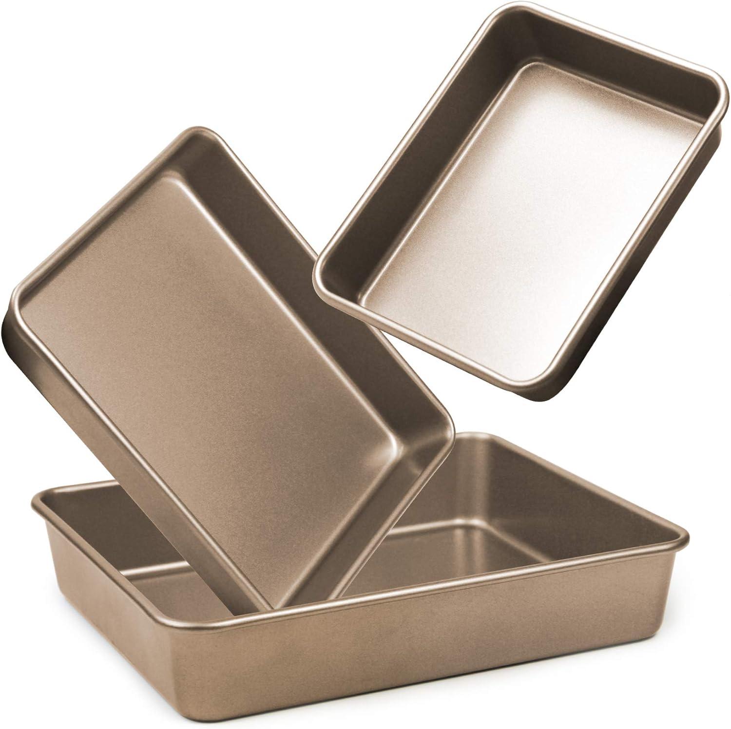 Gold Nonstick Carbon Steel Rectangular Cookie Sheet Set