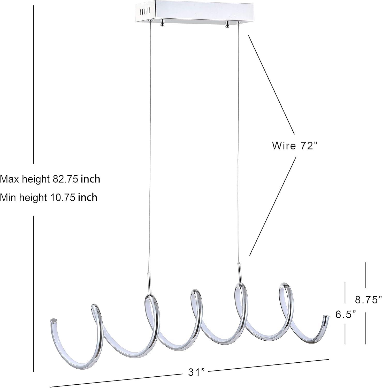 Ali 31" Dimmable Adjustable Integrated LED Metal Linear Pendant, Chrome