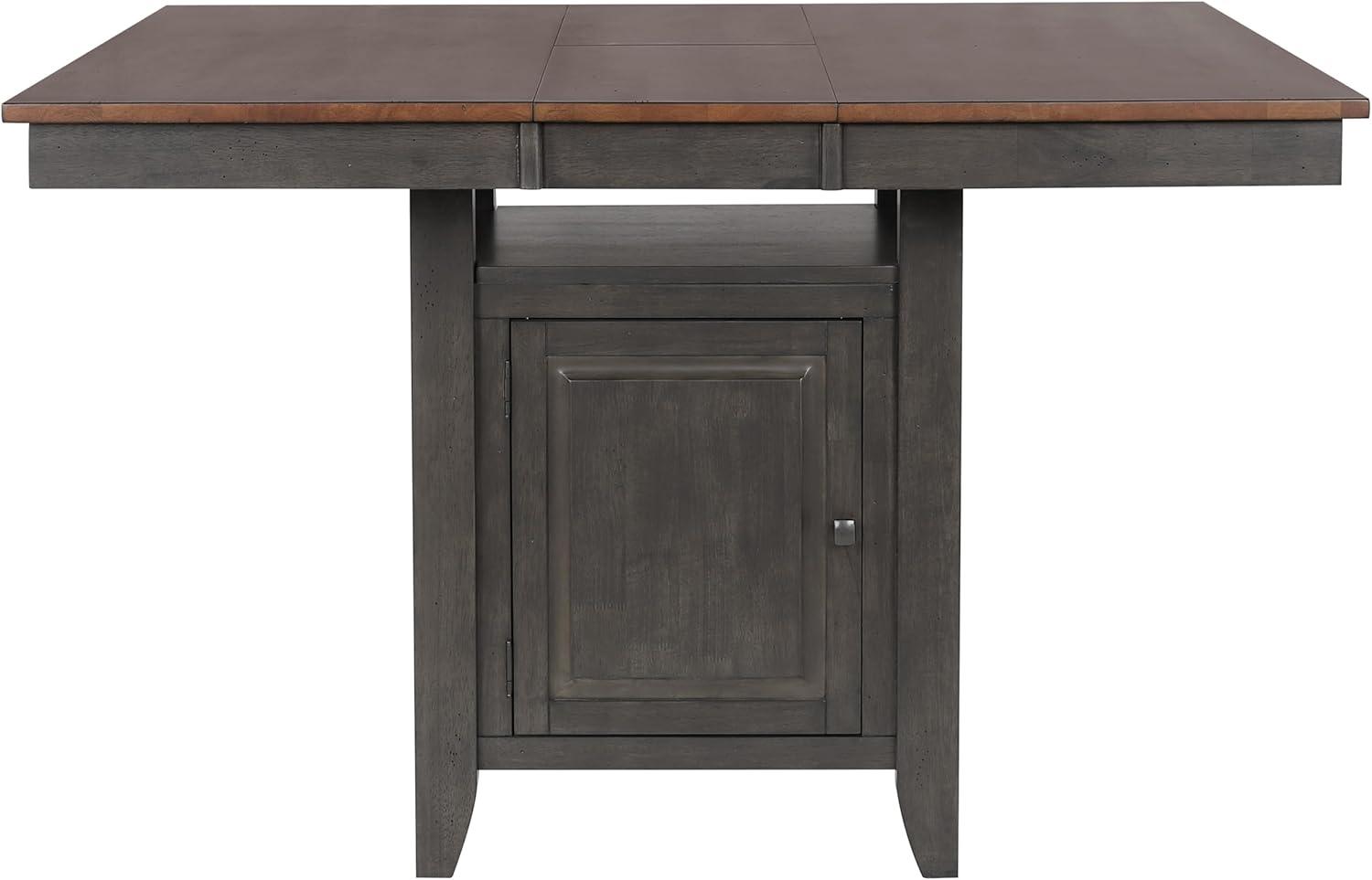 Dakota 5PC Extendable 42-54-in Pub Dining Storage Table Set in Brown & Gray Wood