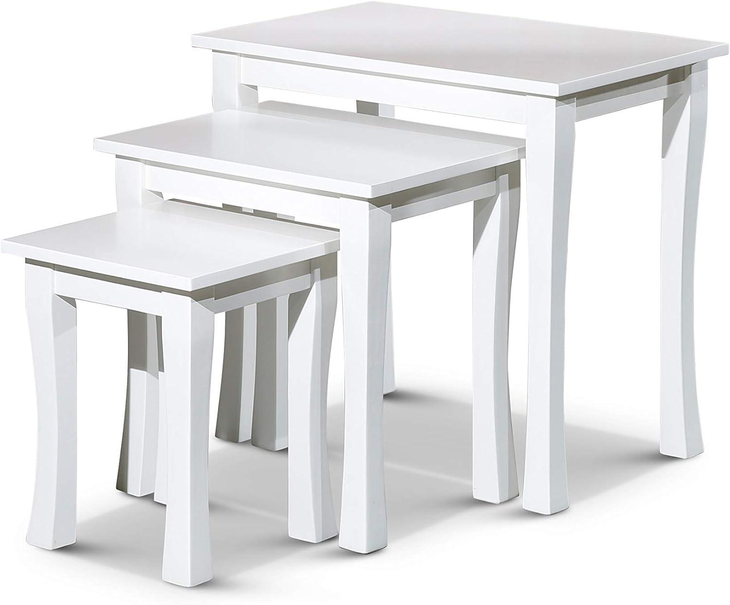 Aspen White 3-Piece Modern Nesting Table Set with Birchwood Veneer