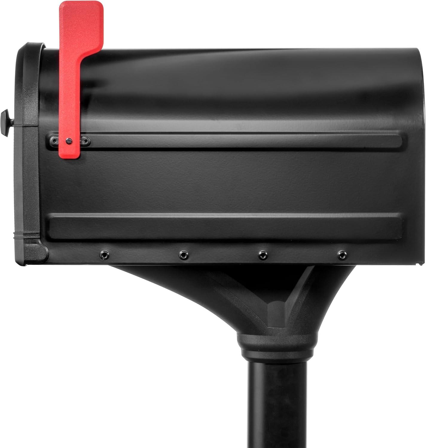 Large Black Aluminum Post Mount Mailbox with Steel Post