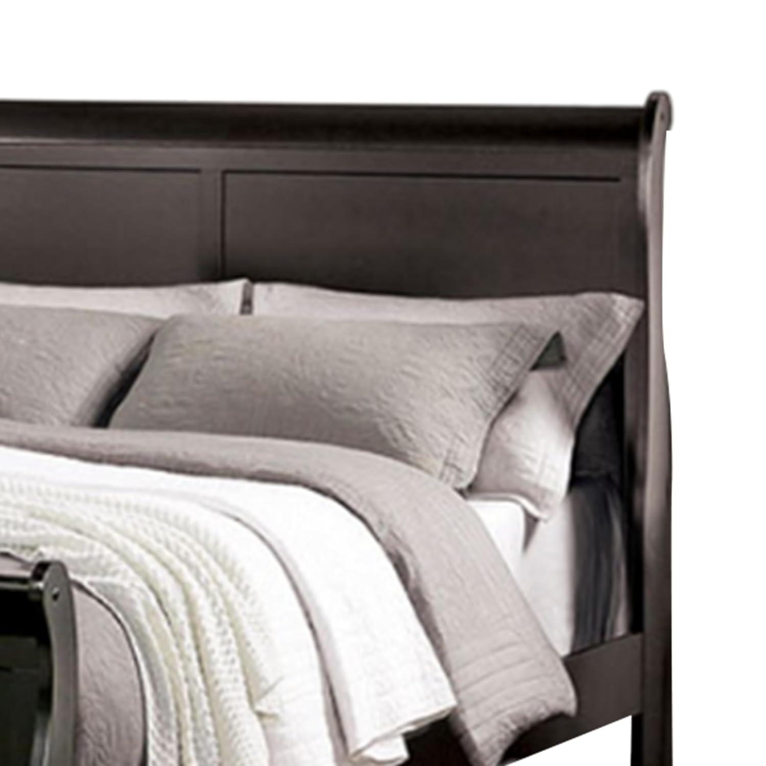 Ryla Bed, Sleigh Panel Headboard, Classic Solid Wood