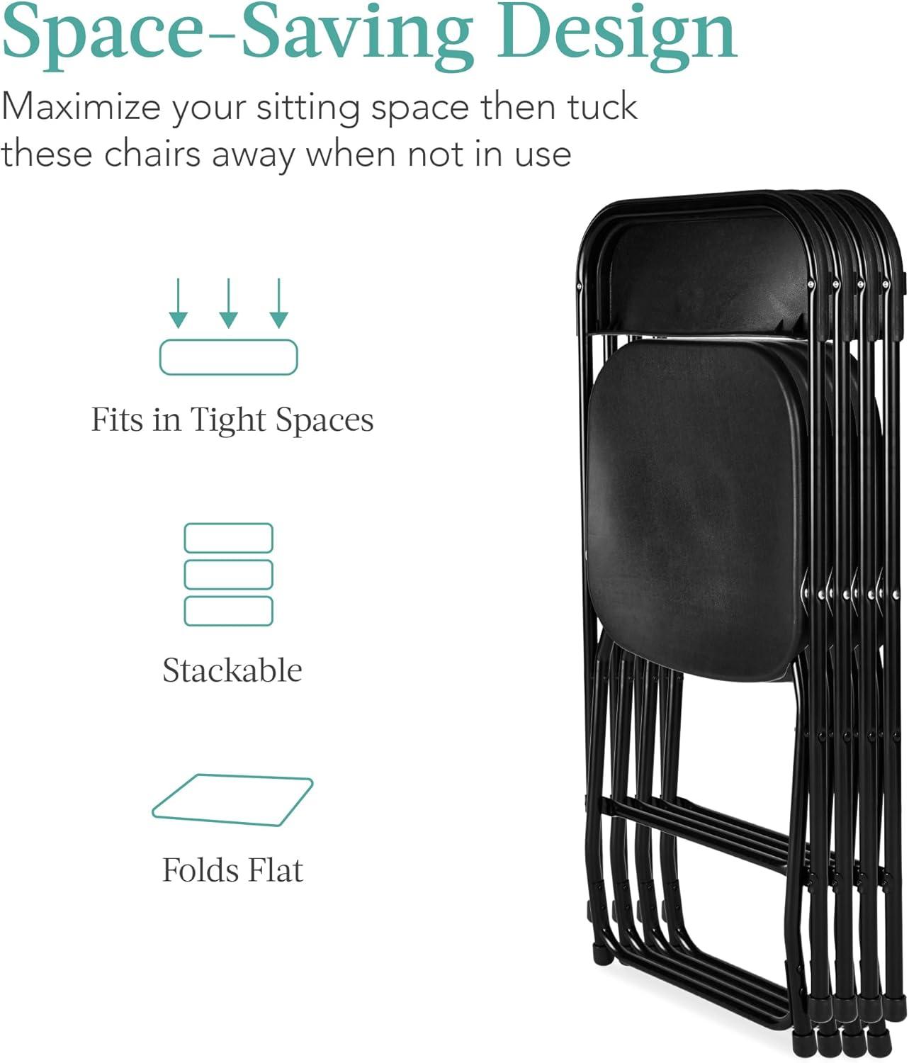 Best Choice Products Set of 4 Folding Stacking Plastic Chairs w/ Non-Slip Feet, 350lb Capacity - Black