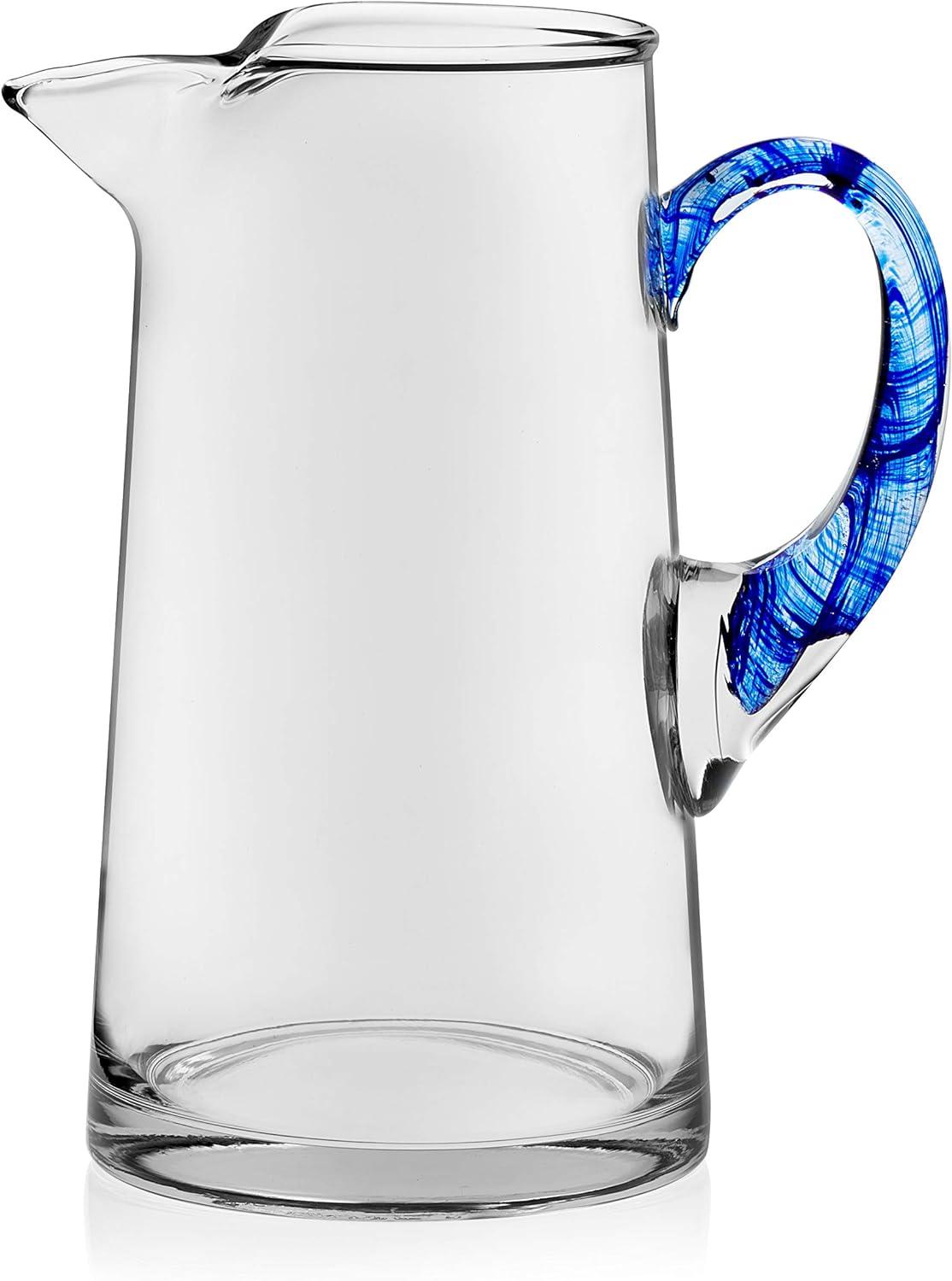 Libbey Cabos Blue-Handled Glass Pitcher, 90-ounce