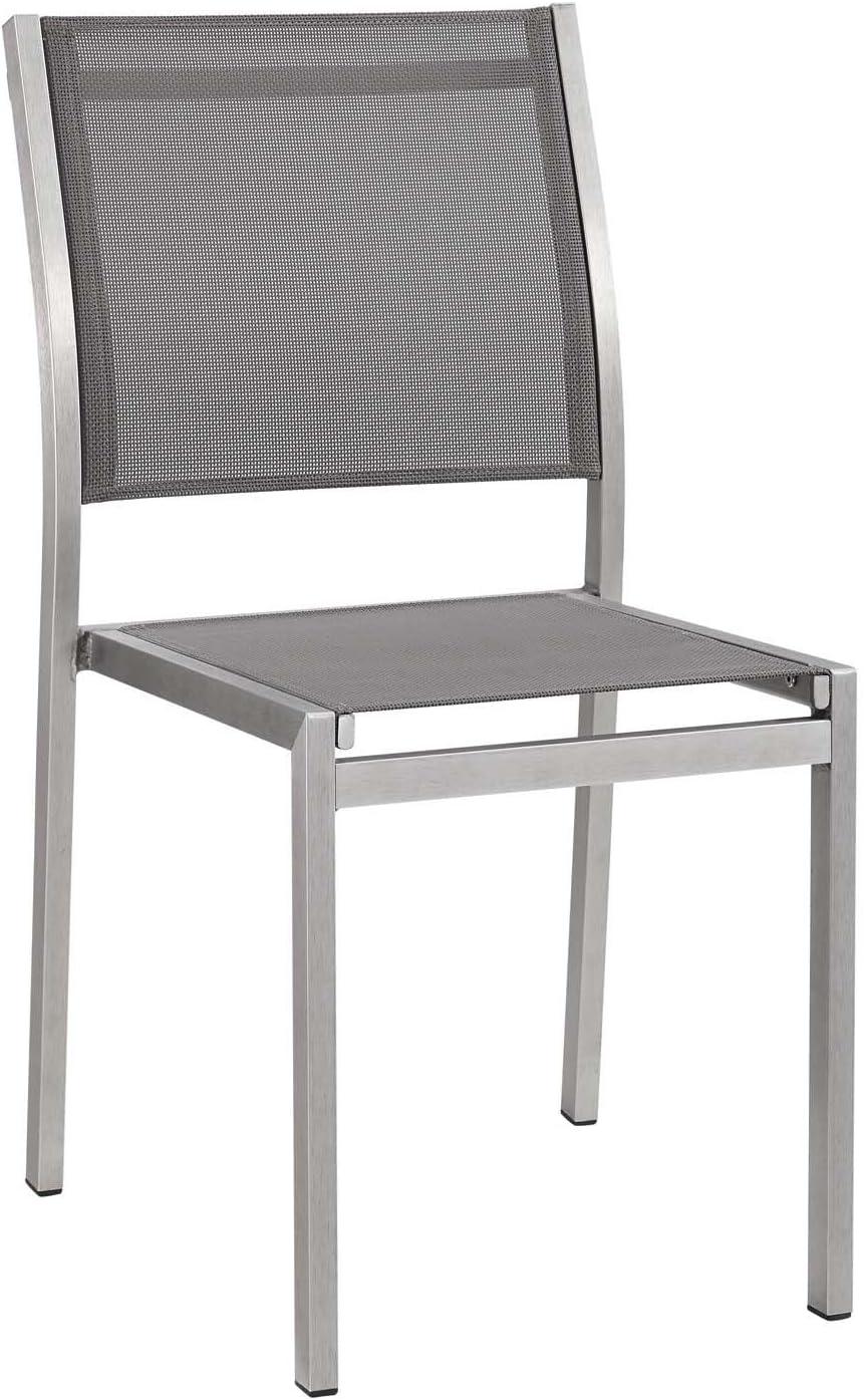 Modway Shore Outdoor Patio Aluminum Side Chair Silver Gray