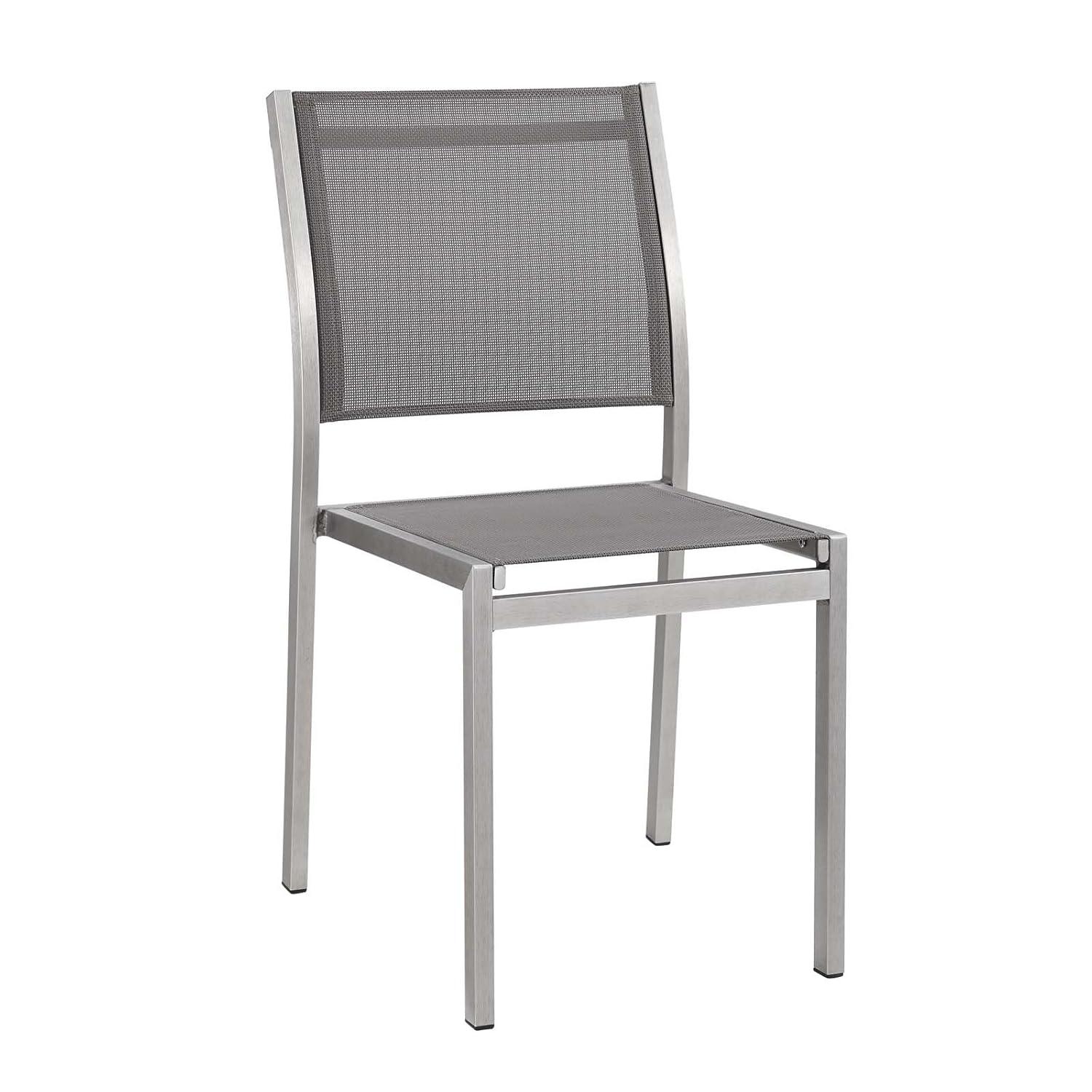 Modway Shore Outdoor Patio Aluminum Side Chair Silver Gray