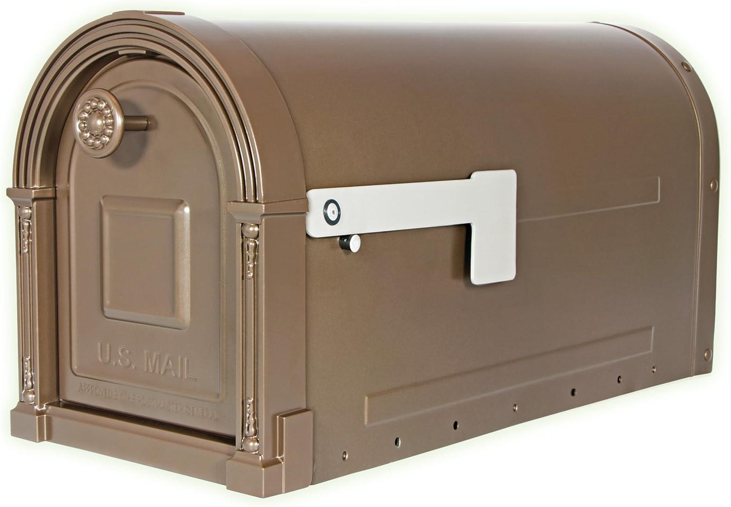 Garrison Large Venetian Bronze Steel Post Mount Mailbox