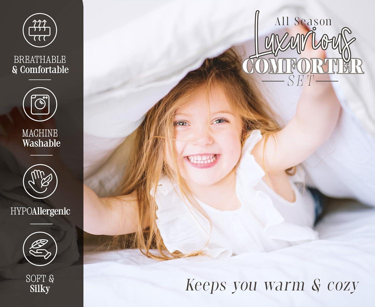 Elegant Comfort All Season Goose Down Alternative Reversible 3-Piece Comforter Set- Available in and Colors, Full/Queen, Sage/Cream