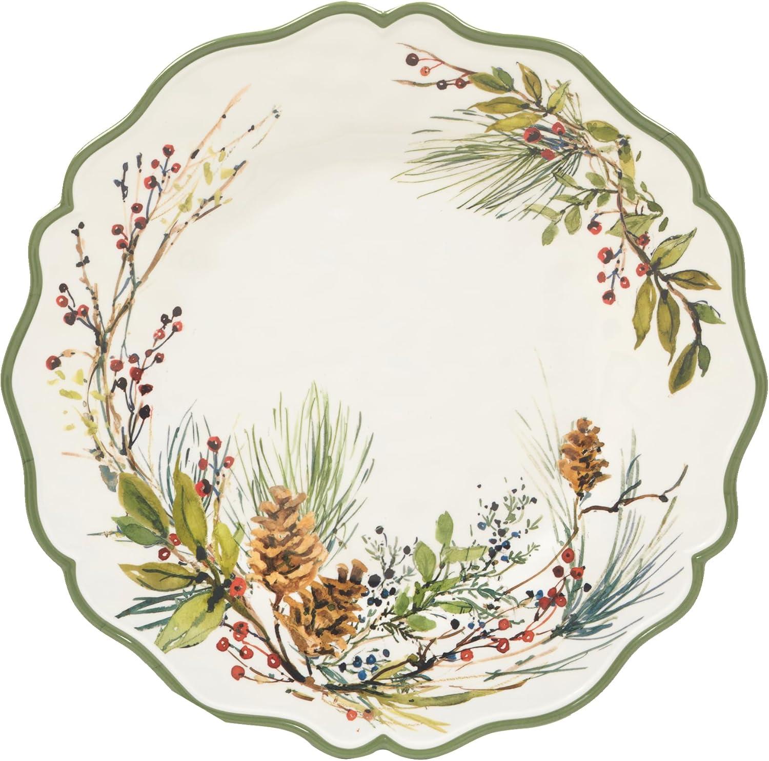 Winters Forest Melamine 2pc Platter Set - round 14" Oval 18" x 13.5 (Set of 2)