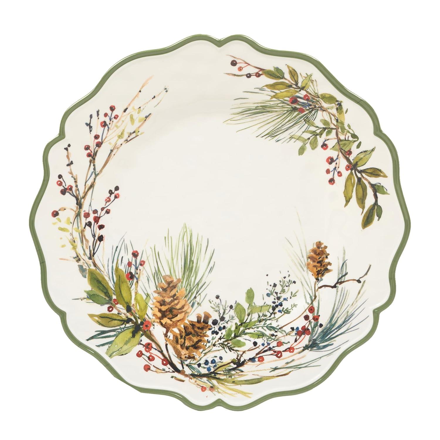 Winters Forest Melamine 2pc Platter Set - round 14" Oval 18" x 13.5 (Set of 2)