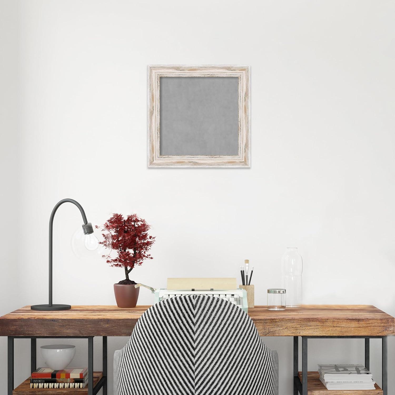 Amanti Art Alexandria White Wash Narrow Framed Magnetic Board 27 x 15 in.