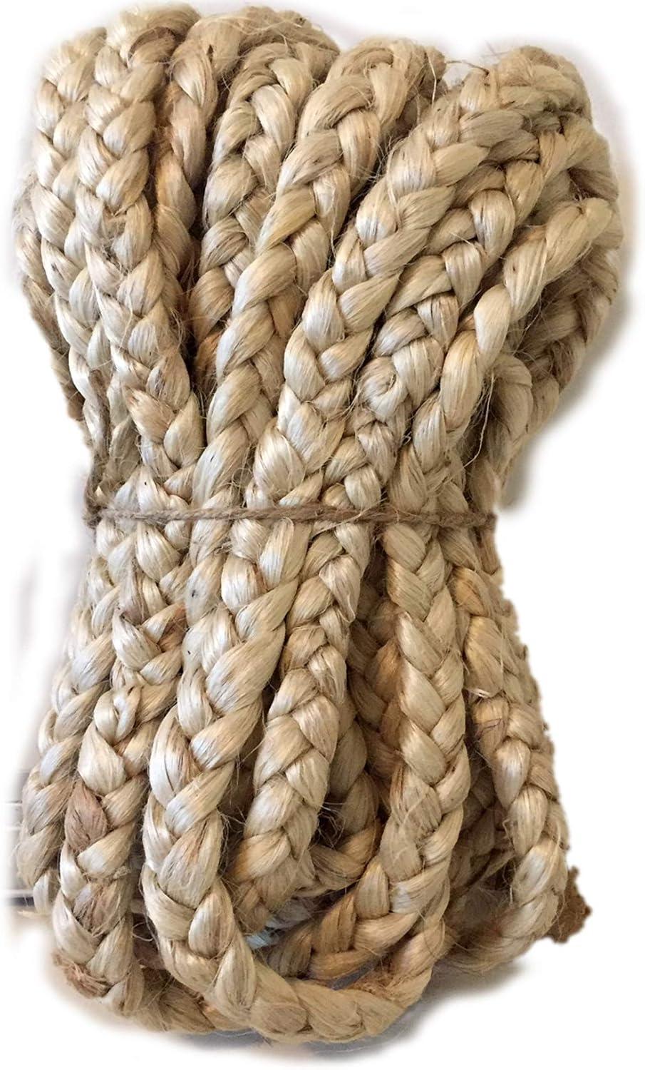 Aayu Hand Made Jute Braid Rope |3 Strand | 1/2" x 30 feet per Hank (Natural) Indian Jute, Jute Fiber, Jute Yarn Braided with Natural Fiber - Braided Jute, Natural Jute