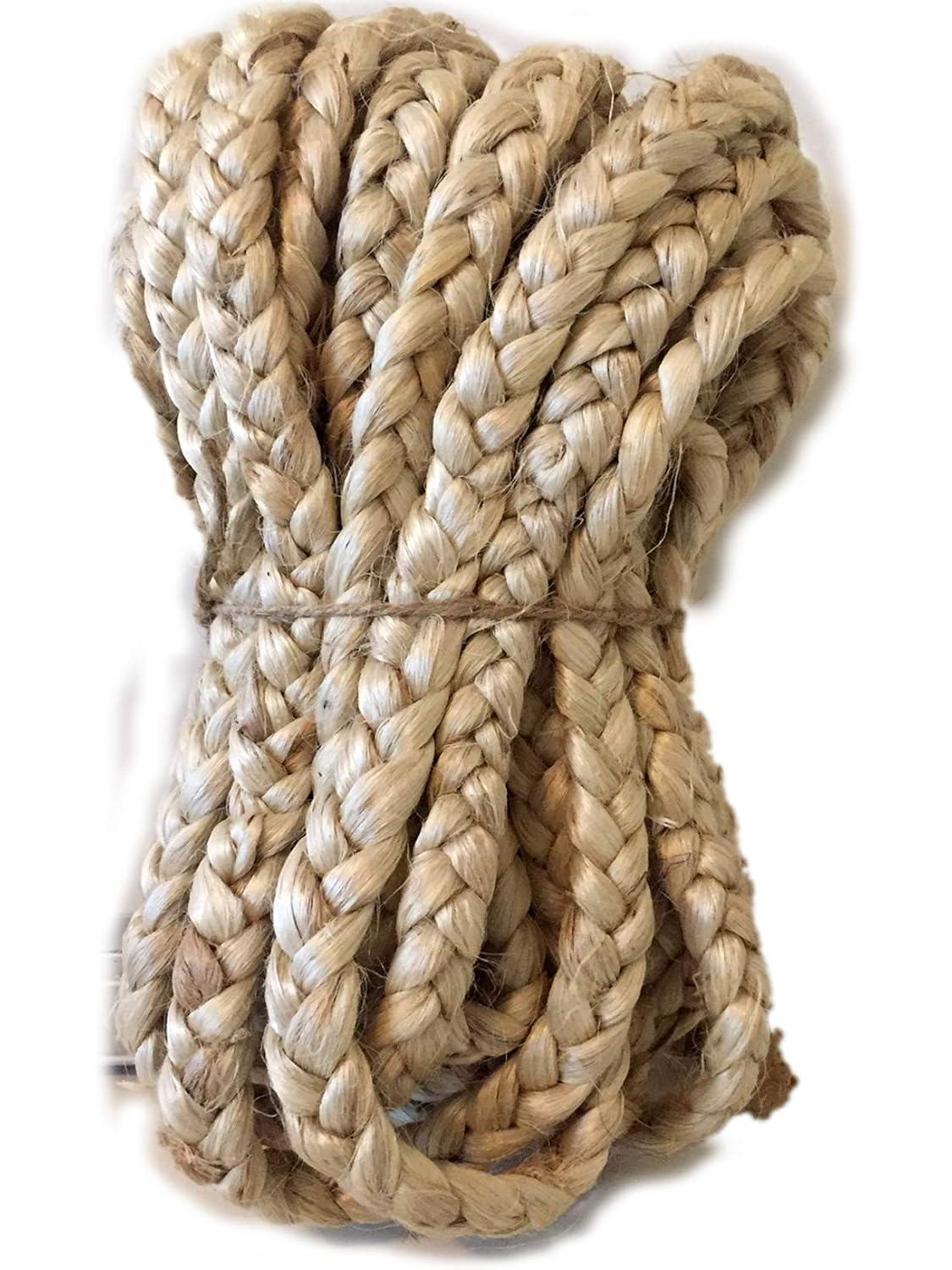 Aayu Hand Made Jute Braid Rope |3 Strand | 1/2" x 30 feet per Hank (Natural) Indian Jute, Jute Fiber, Jute Yarn Braided with Natural Fiber - Braided Jute, Natural Jute