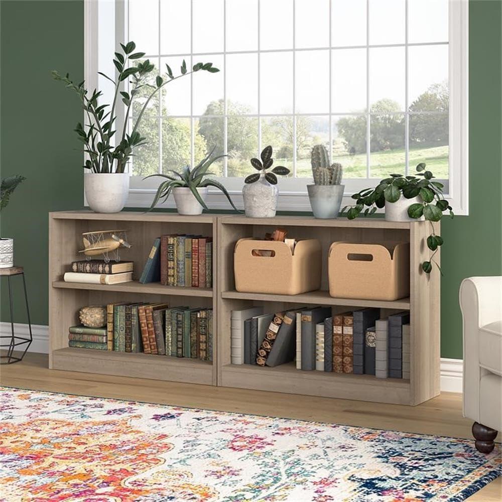 Ash Gray Adjustable 2-Shelf Bookcase Set