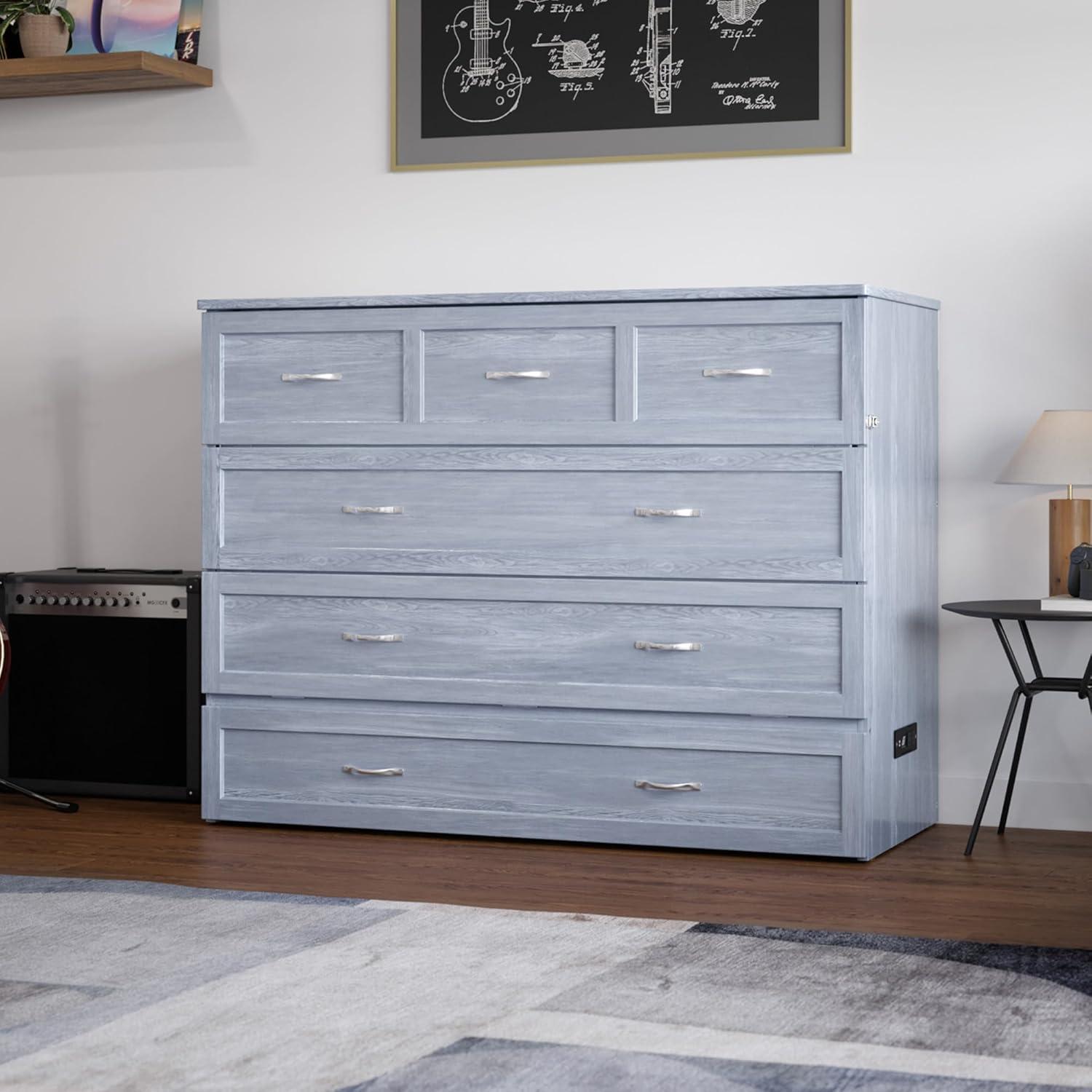Full Northfield Murphy Bed Chest in Driftwood Grey