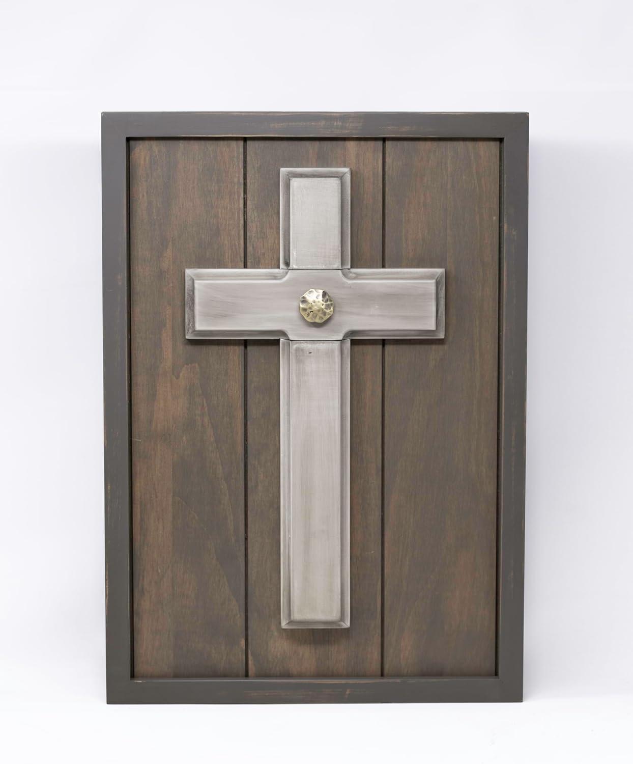 The Unity Cross Gray Wash Religious Wedding Wood Wall Sconce Candle Holder