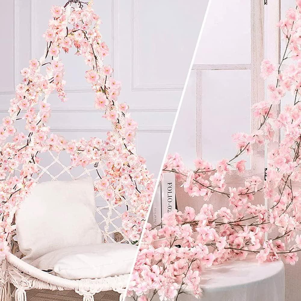 Pink Silk Cherry Blossom Flower Vines for Outdoor Decor