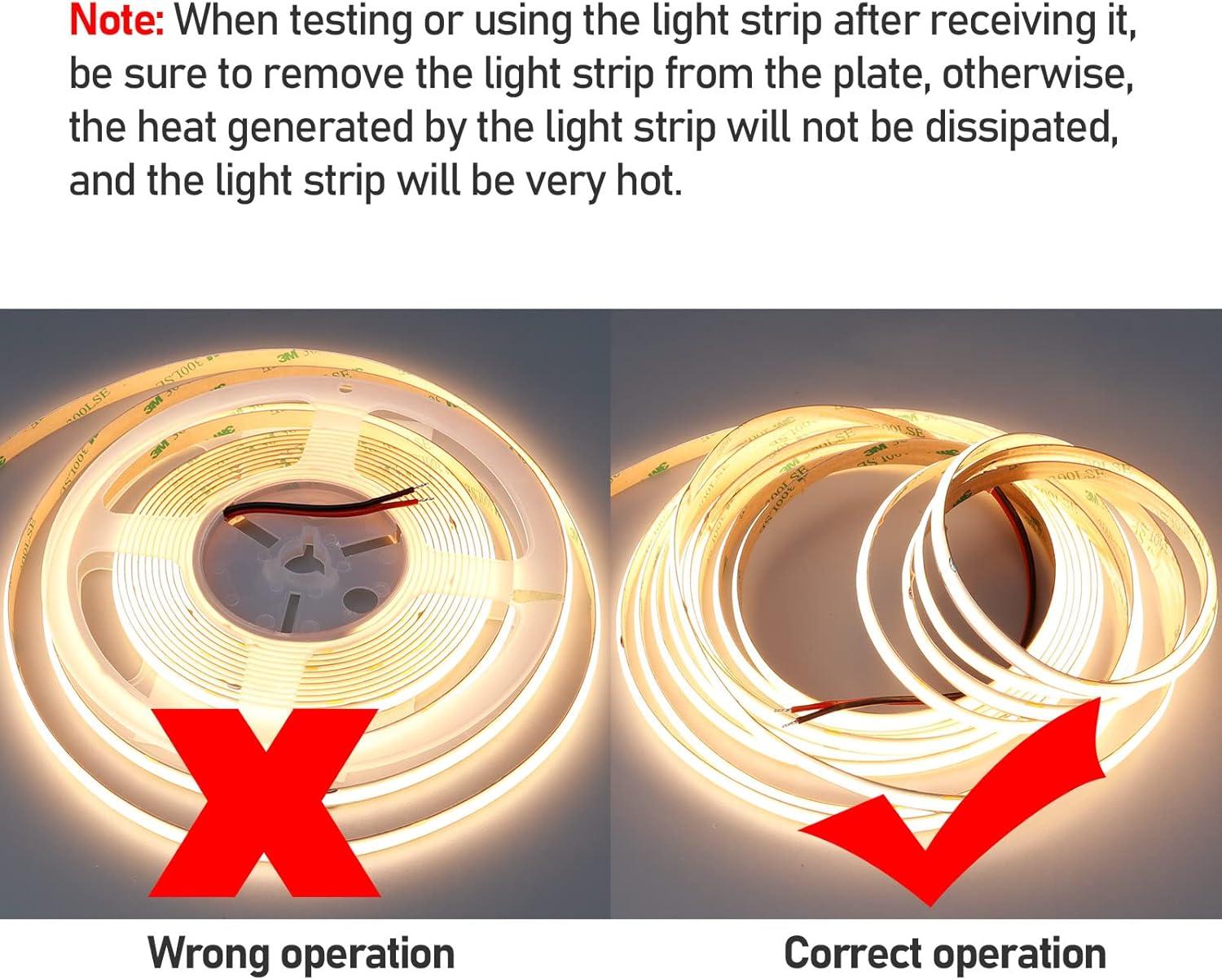 32.8ft(10M) 24V COB LED Strip Light Warm White 3000K 3840LEDs CRI 93+ 6800lm Uniform Glow Dotless IP20 Not Waterproof Flexible LED Tape Lights for DIY Cabinet Bedroom Home Decor(No Power Supply)