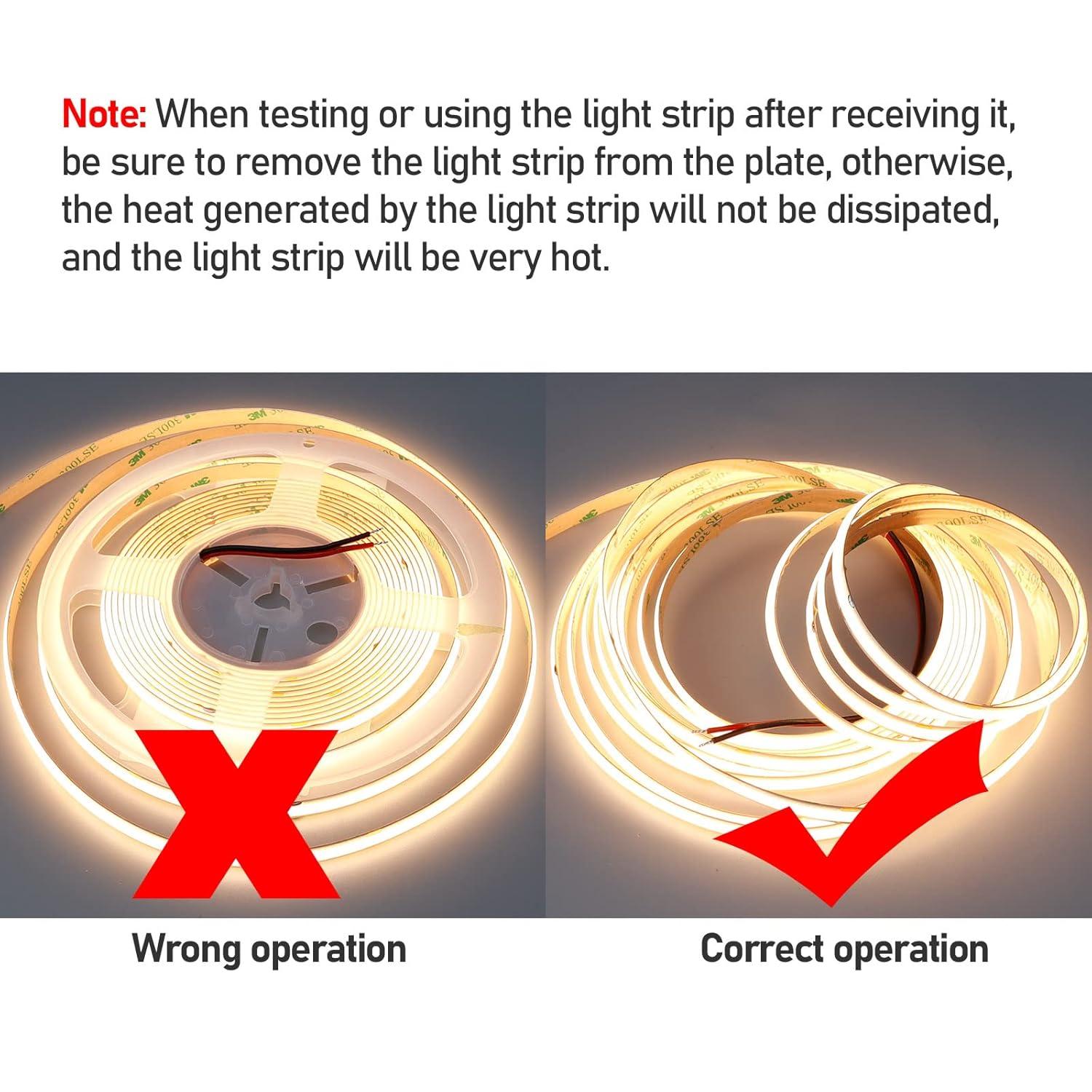 32.8ft(10M) 24V COB LED Strip Light Warm White 3000K 3840LEDs CRI 93+ 6800lm Uniform Glow Dotless IP20 Not Waterproof Flexible LED Tape Lights for DIY Cabinet Bedroom Home Decor(No Power Supply)