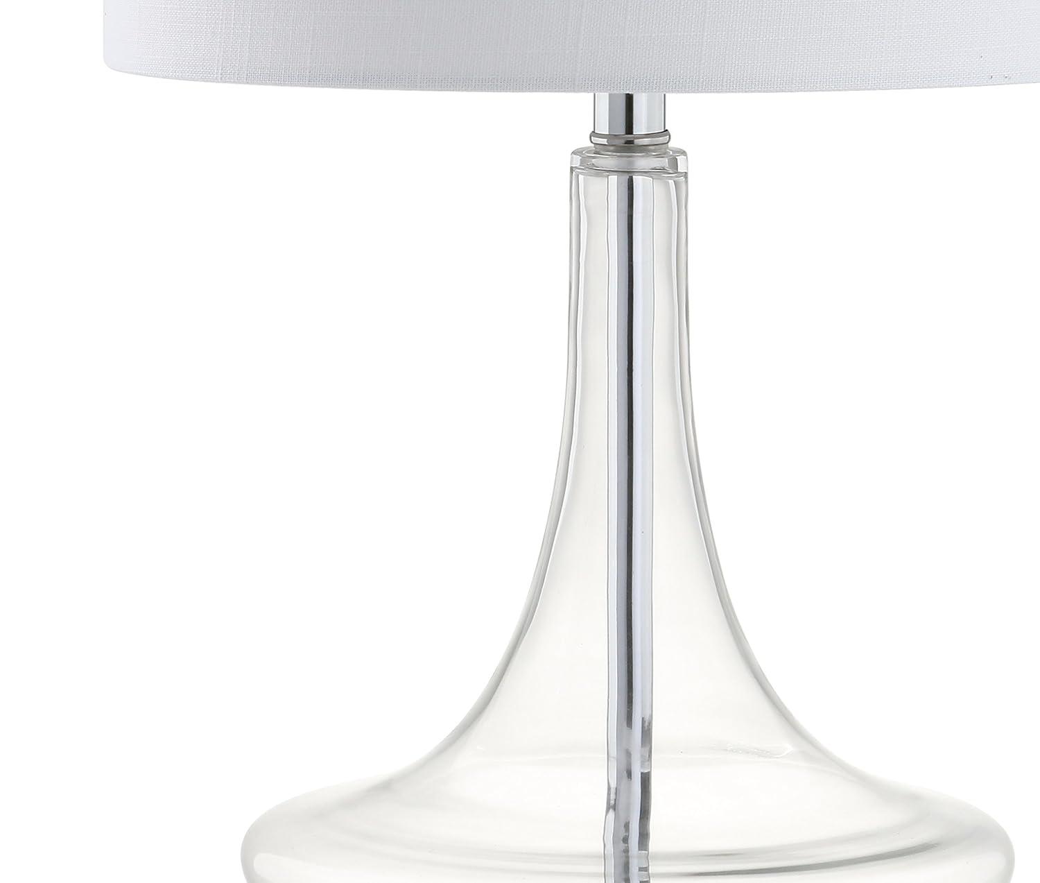 JONATHAN Y Cecile 25.5" Glass Teardrop LED Table Lamp, Clear/Chrome (Set of 2)