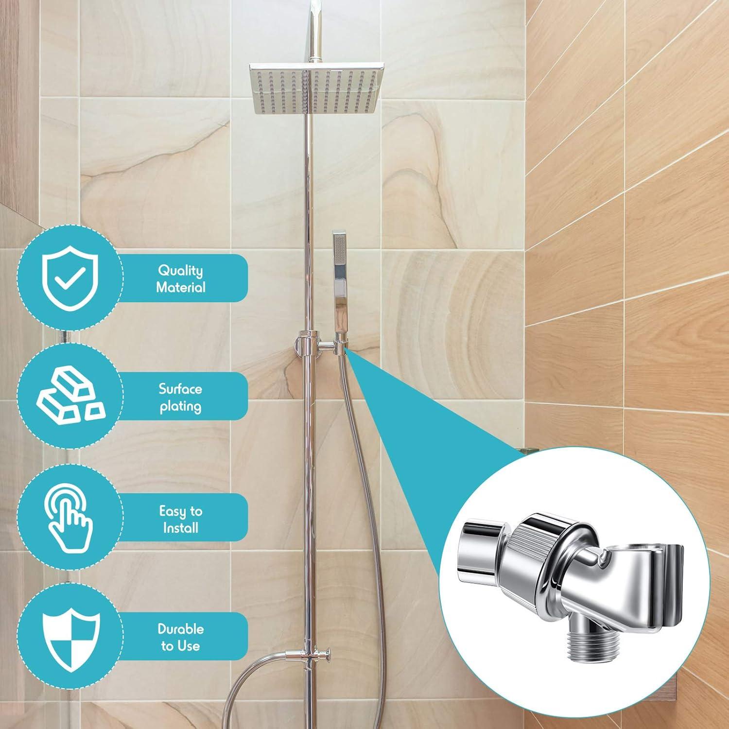 79 Inch Stainless Steel Shower Hose with Adjustable Shower Arm Holder Shower Head Holder Replacement Shower Hose Head Holder for Wall Adjustable Shower Head Replacement (Silver Holder)