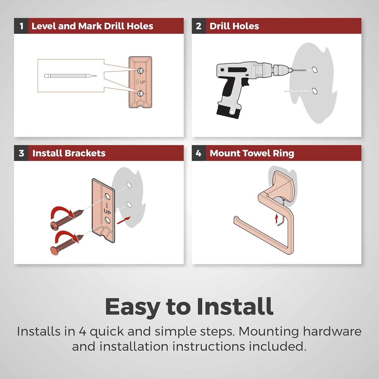 Pfister Vaneri Towel Ring, Hand Towel Holder for Bathroom, Wall-Mounted, Screw-In, Spot Defense Brushed Nickel Finish, BRBVRI0GS