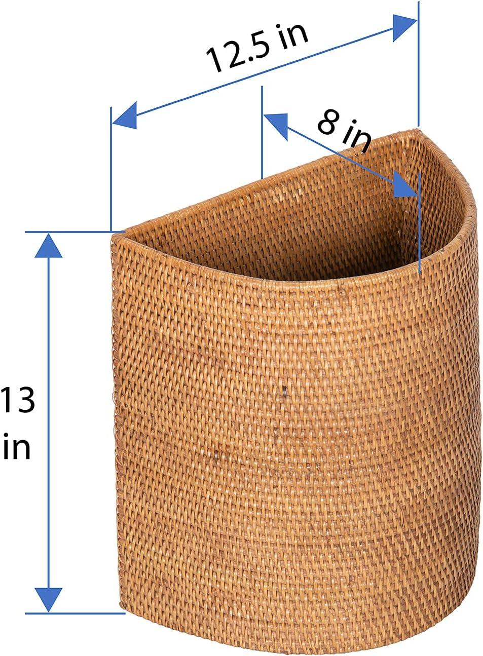 Honey Brown Handwoven Half-Moon Rattan Waste Basket