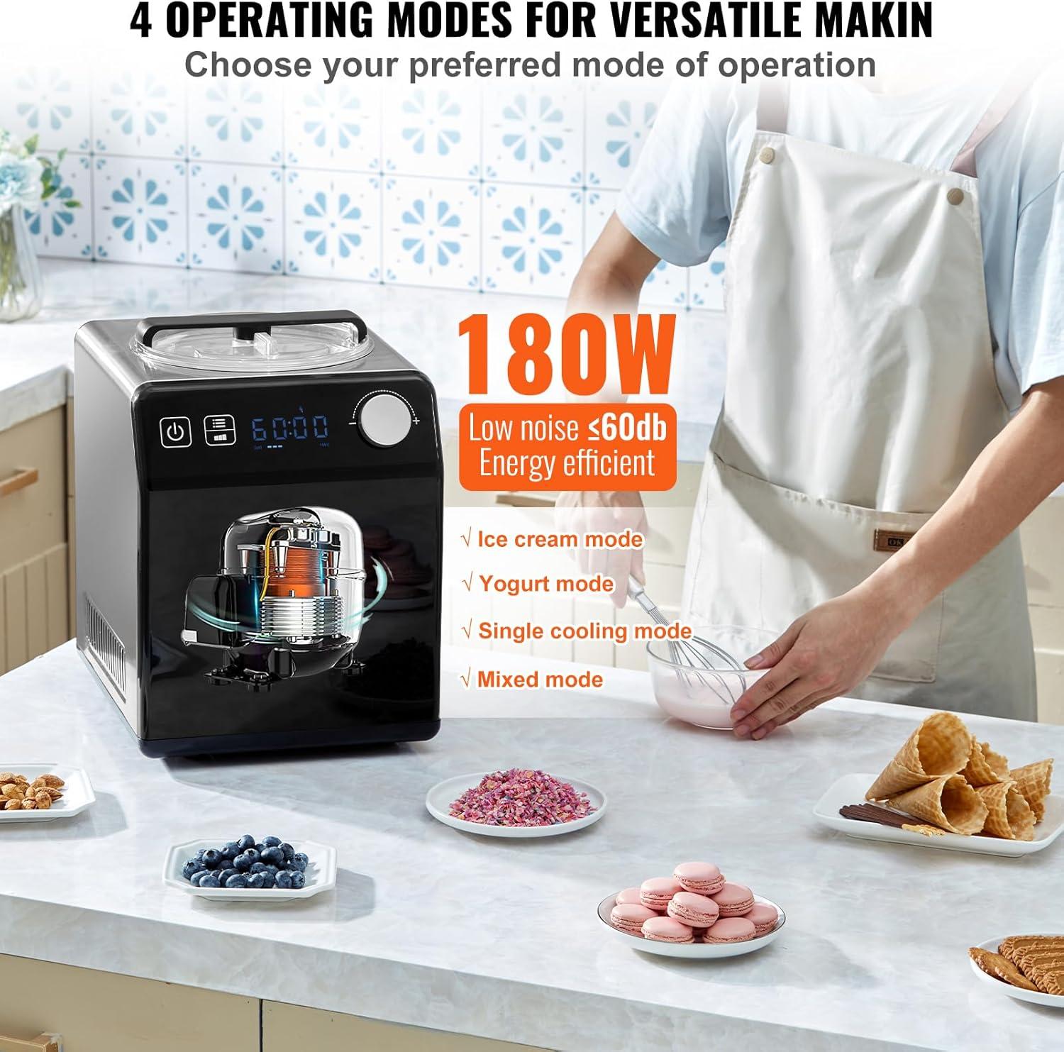 VEVOR 2 Quart Automatic Ice Cream Machine Electric Yogurt Gelato Make Black | Wayfair