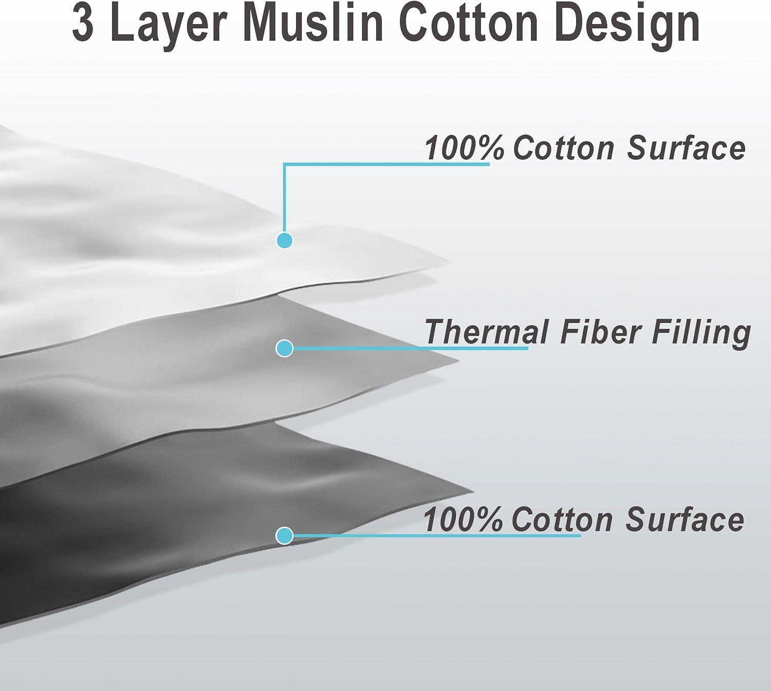 NTBAY 3 Layers Cotton Bed Blanket, Soft Breathable Quilt for Adults, Dot - NTBAY