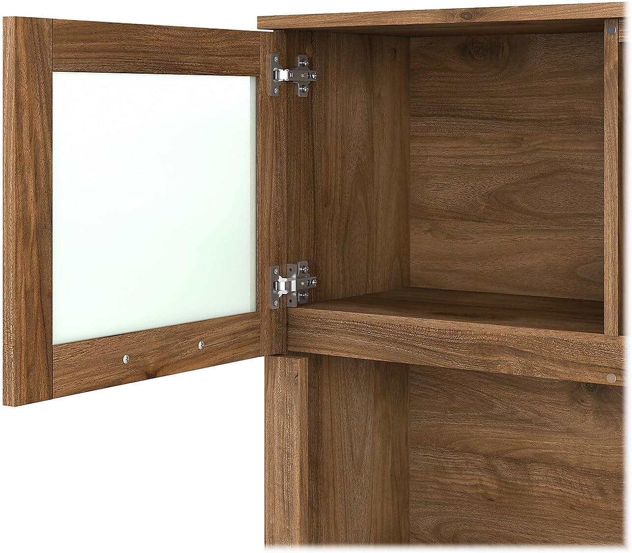 Bush Furniture Somerset 60" L Desk and Hutch with Storage, Fresh Walnut