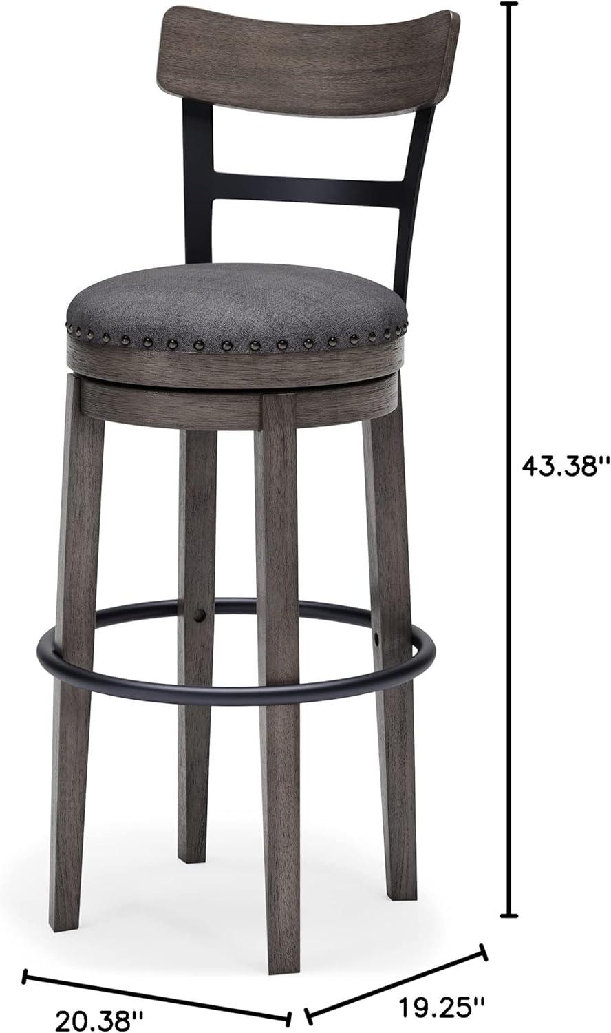 Caitbrook Barstool Gray - Signature Design by Ashley: Antiqued Finish, Swivel, Nailhead Trim