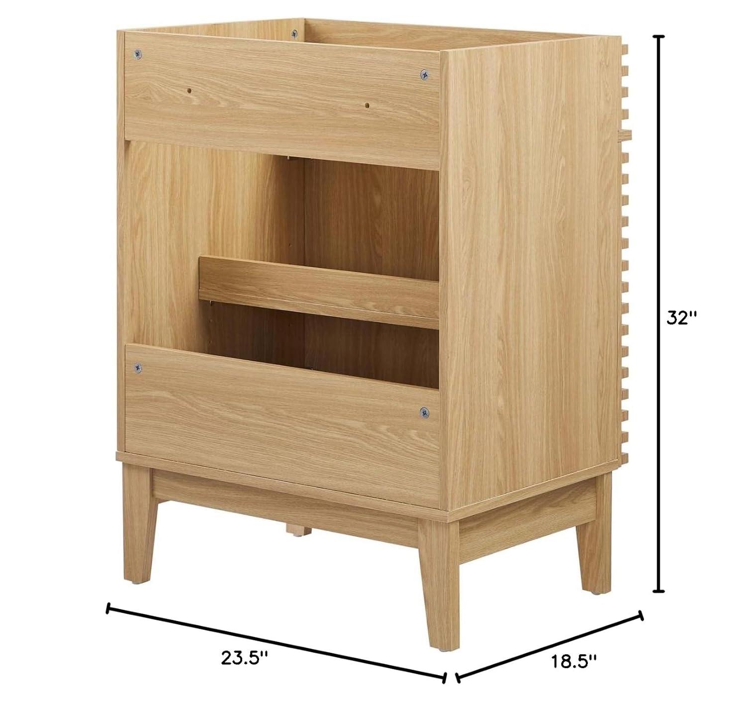 odway Render Modern Style Wood Bathroom Vanity Cabinet in Oak