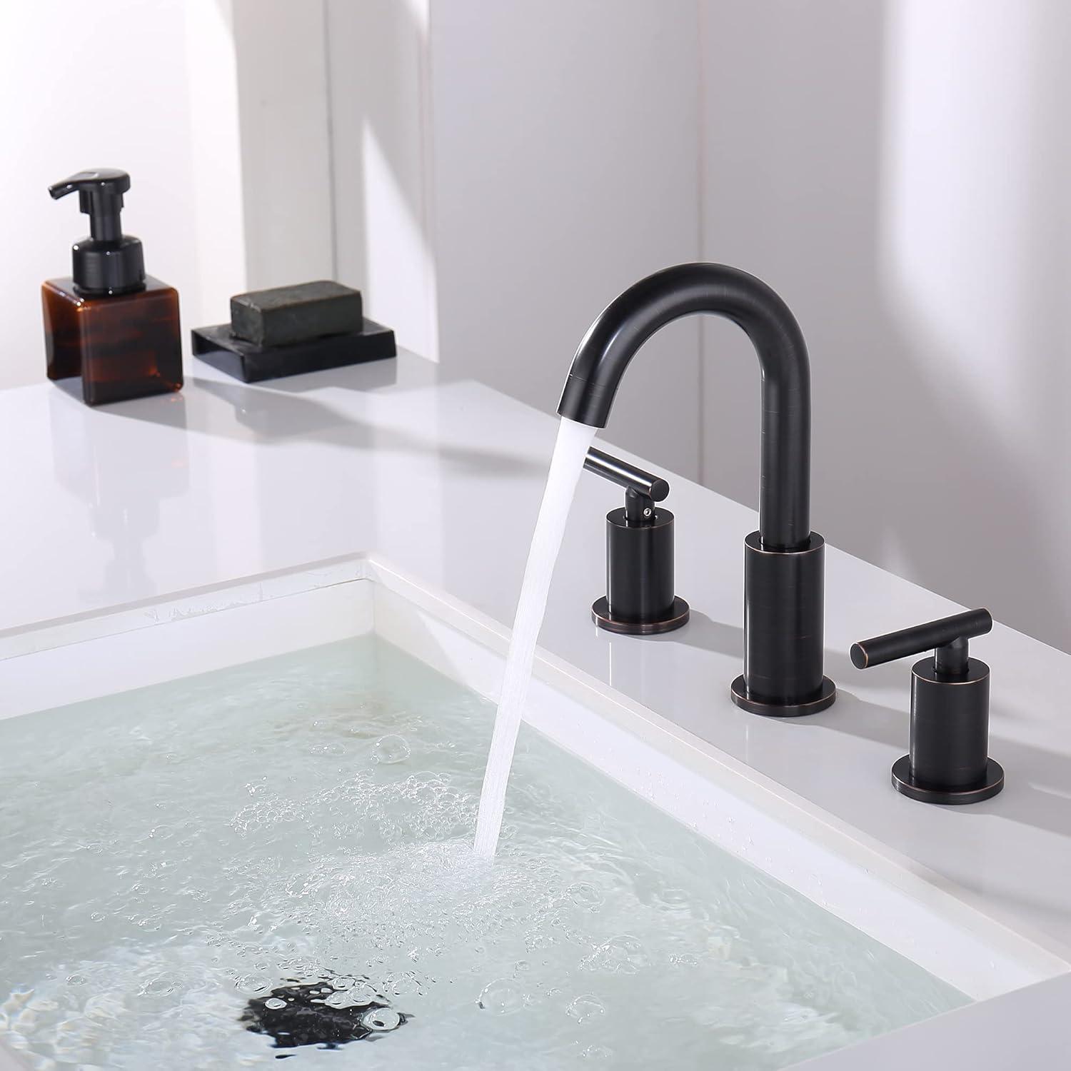 Oil Rubbed Bronze 8-Inch Widespread Double Handle Bathroom Faucet