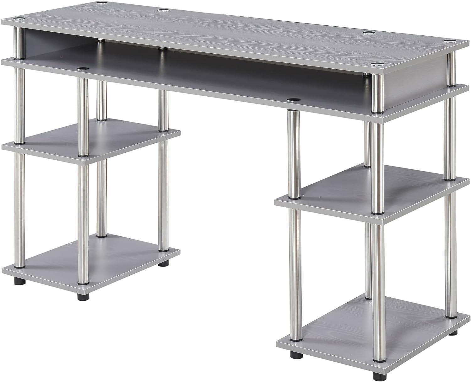 Modern Gray Particleboard Student Desk with Stainless Steel Legs
