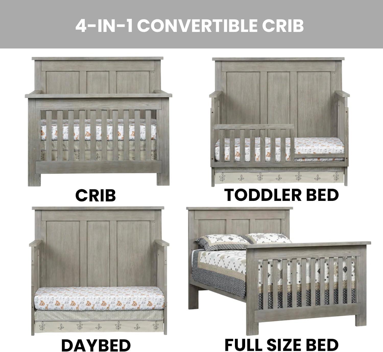 SOHO BABY Hanover 4-in-1 Convertible Crib - Oak Gray