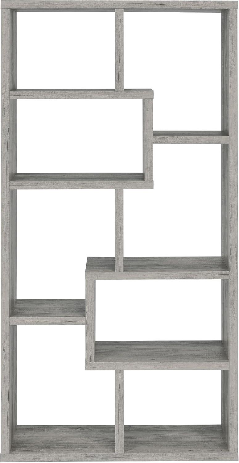 70.75" Theo 8 Shelf Bookcase Gray Driftwood - Coaster