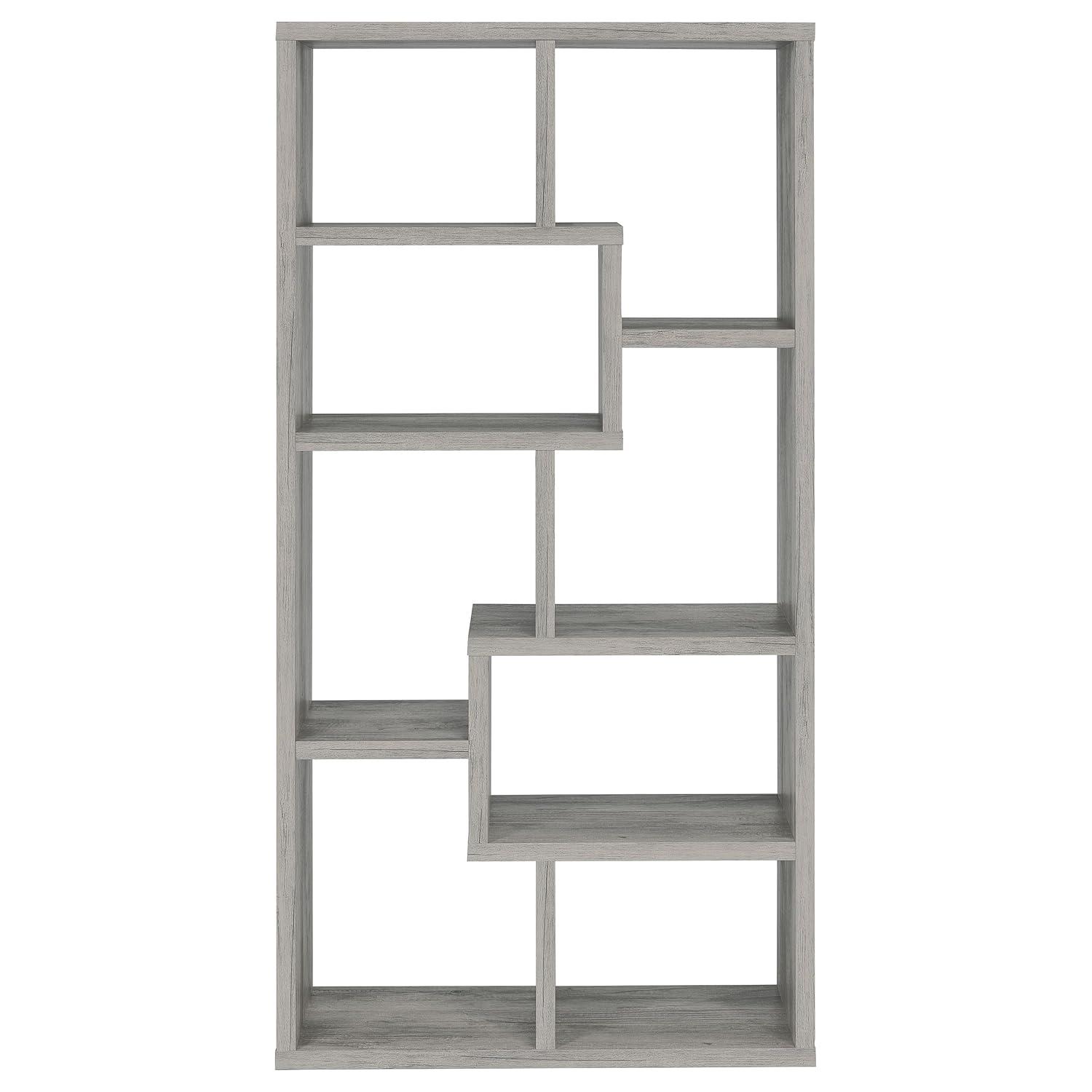 70.75" Theo 8 Shelf Bookcase Gray Driftwood - Coaster
