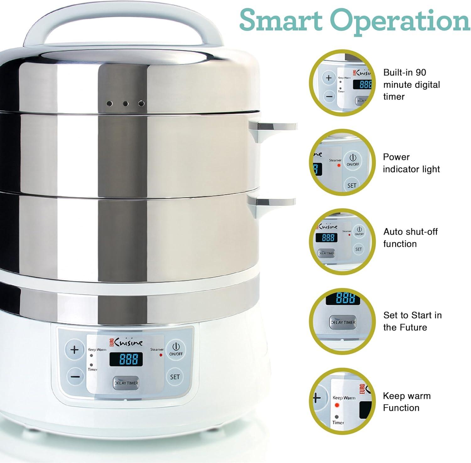 Stainless Steel 8.5 Qt Electric Food Steamer with LCD Display