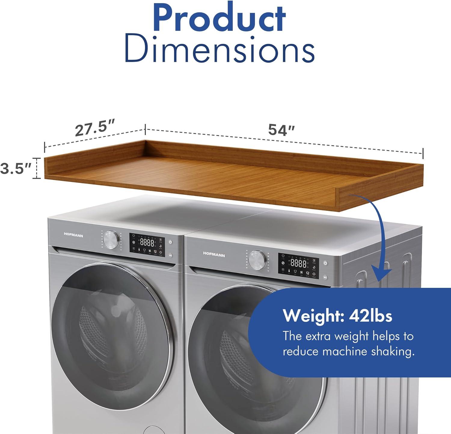 OfficeSimpli Washer Dryer Countertop w Non-Slip Pads, Made in USA, Laundry Room Wood Topper, Washer Dryer Cover for Top, Laundry Guard, Laundry Countertop, Laminate Finish (Cafe Latte)