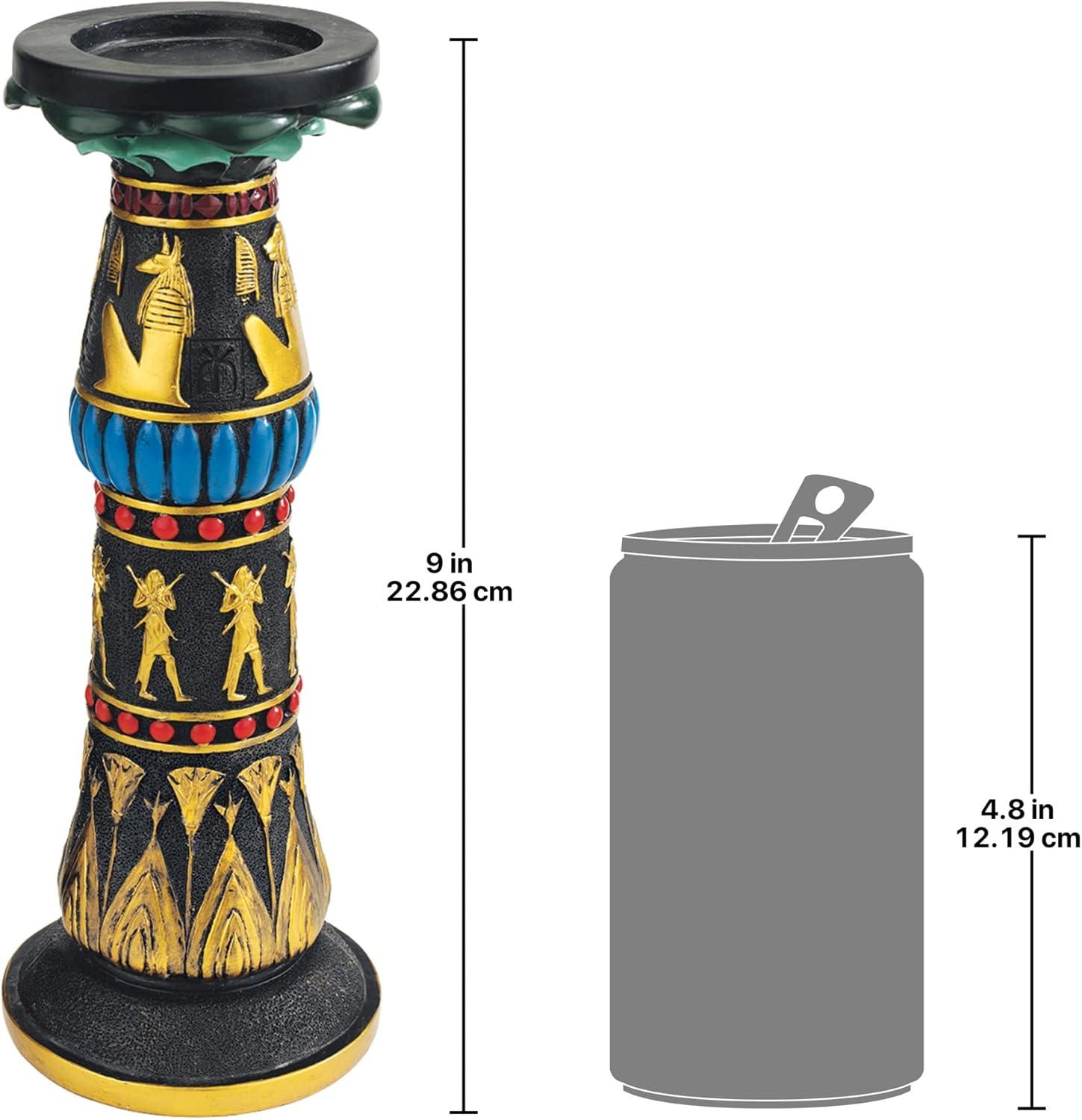 Luxor Temple Rameses 9'' Black and Gold Egyptian Candlestick