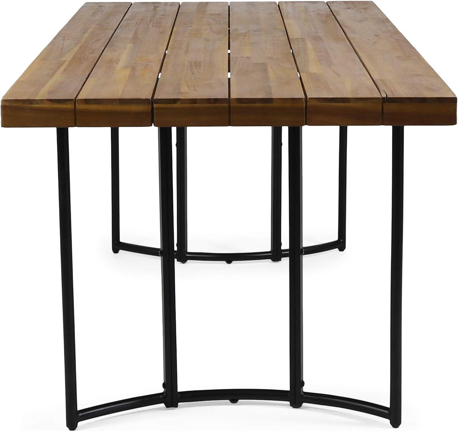 Christopher Knight Home Samuel Outdoor Modern Industrial Acacia Wood Dining Table, Teak and Black