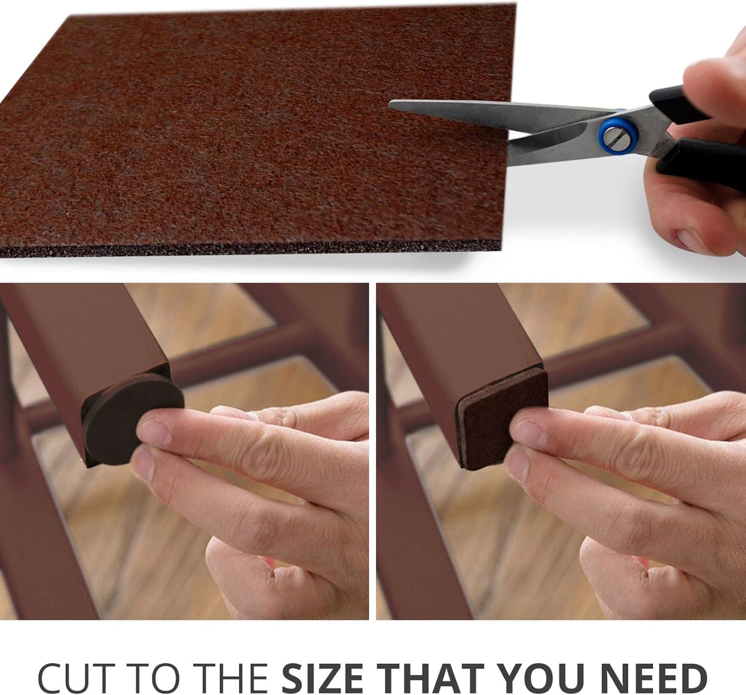 X-Protector Felt Furniture Pads 8 Pcs - 6” x 4 3/8” Heavy Duty Brown Felt Sheets - Cut to Size