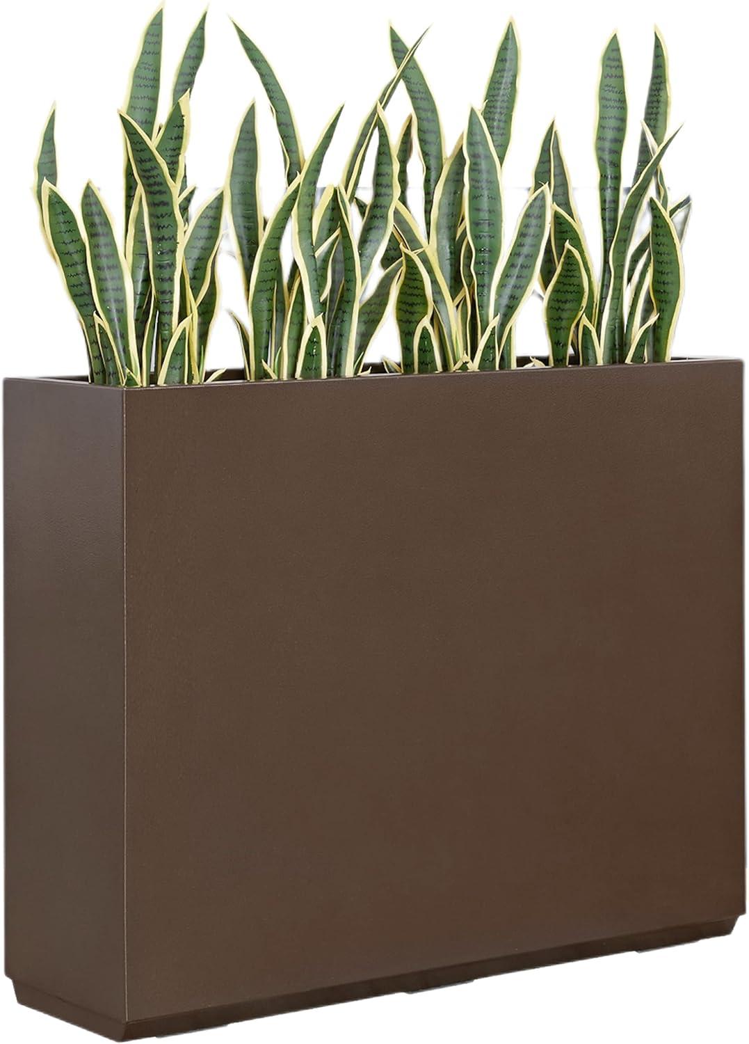 Metallic Heavy Planter for Outdoor Plants, 38Lx10Wx30H Inches Tall and Long Metal Divider Planter Box - 38"x30"x10" Espresso