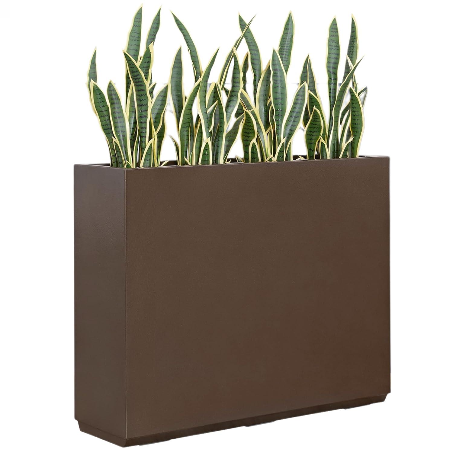 Metallic Heavy Planter for Outdoor Plants, 38Lx10Wx30H Inches Tall and Long Metal Divider Planter Box - 38"x30"x10" Espresso