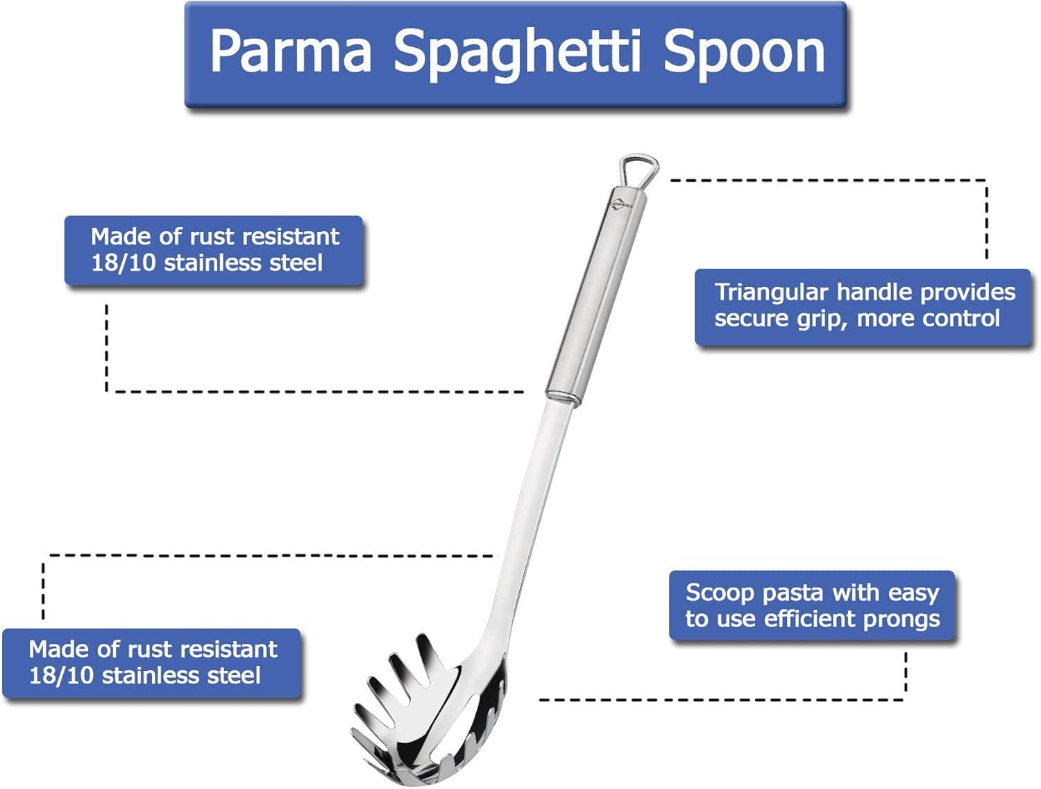 Parma 12.5" Stainless Steel Spaghetti Spoon with Triangular Handle